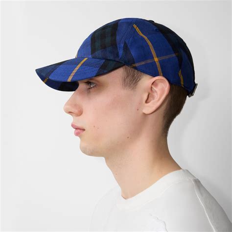 burberry check baseball cap|Check Linen Baseball Cap in Bright navy .